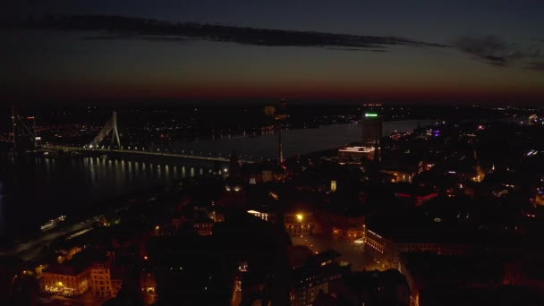 Panoramiczny Widok Miasto Ryga Kościołem Piotra Środku Starego Miasta Piękny — Wideo stockowe