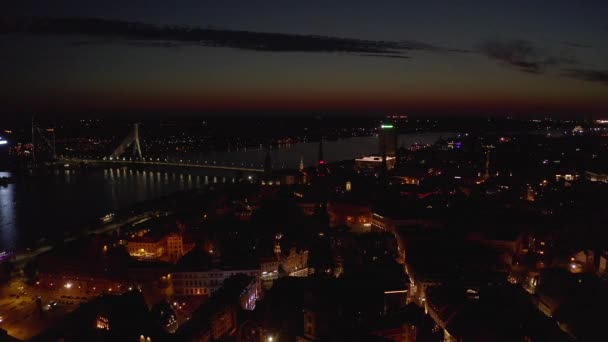 Aerial Panoramic View City Riga Peters Church Middle Old Town — 비디오