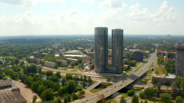 Frumoasă Vedere Panoramică Aeriană Orașului Riga Din Letonia Zboară Deasupra — Videoclip de stoc