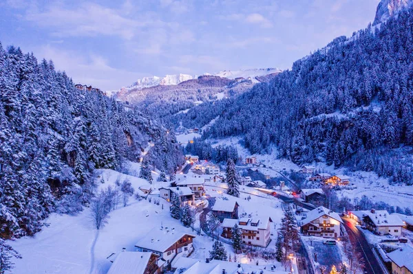 Bella Vista Panoramica Sulle Montagne Dolomitiche Tramonto Durante Periodo Invernale — Foto Stock