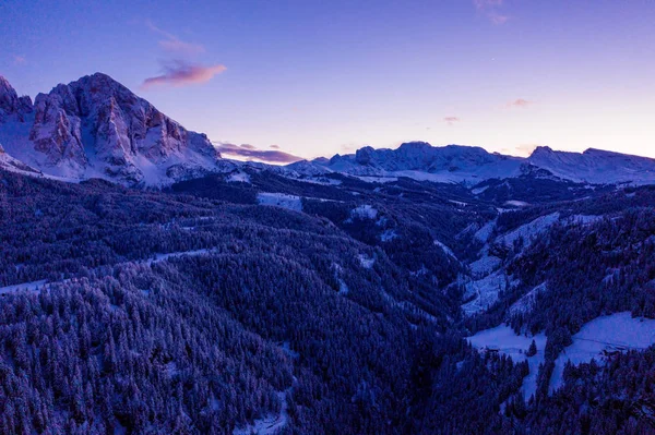 Belle Vue Panoramique Sur Les Montagnes Des Dolomites Crépuscule Pendant — Photo