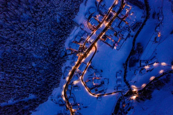 Прекрасний Панорамний Вид Доломіти Сутінках Зимовий Час Чарівний Зимовий Гірський — стокове фото