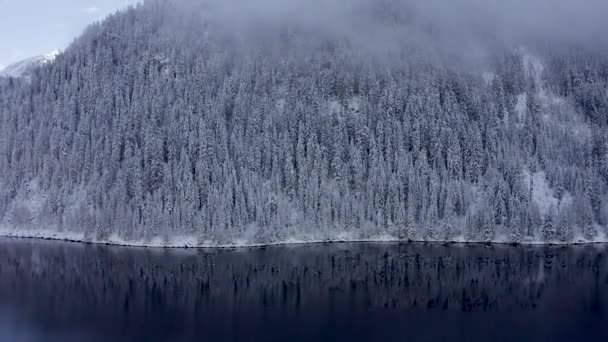 Panoramautsikt Över Vackra Vita Vinterlandskap Schweiziska Alperna Med Snöiga Bergstoppar — Stockvideo