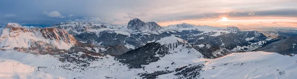 Belo Pôr Sol Montanha Alpes Italianos Sobre Penhascos Dolomite Vista — Fotografia de Stock