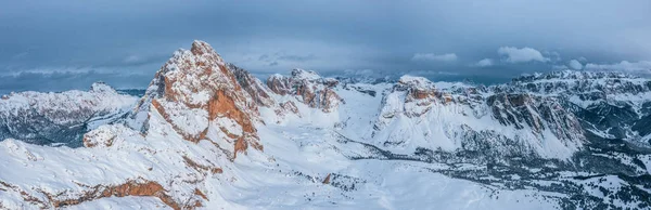 Belo Pôr Sol Montanha Alpes Italianos Sobre Penhascos Dolomite Vista — Fotografia de Stock