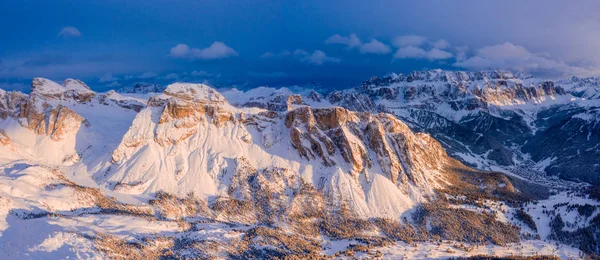 Belo Pôr Sol Montanha Alpes Italianos Sobre Penhascos Dolomite Vista — Fotografia de Stock