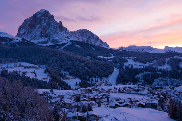 Magische Zonsondergang Boven Dolomieten Italiaanse Alpen Buurt Van Val Gardena — Stockfoto