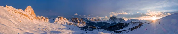 Belo Pôr Sol Montanha Alpes Italianos Sobre Penhascos Dolomite Vista — Fotografia de Stock