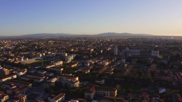 Volando Sobre Ciudad Pisa Italia Con Torre Pisa — Vídeo de stock