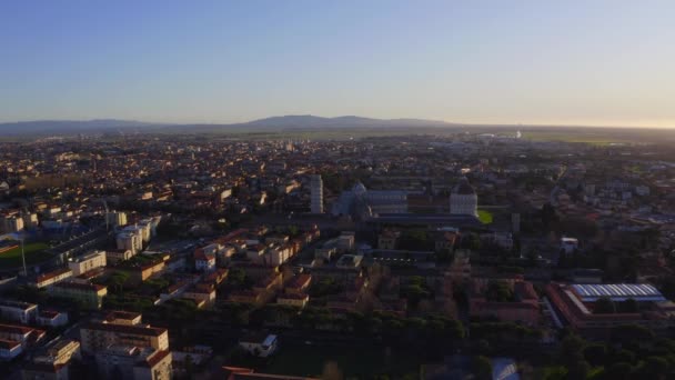Flyg Över Pisa Stad Italien Med Pisa Torn — Stockvideo
