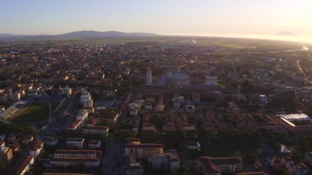Літаючи Над Пізанським Містом Італії Пізанською Баштою Над Містом Піза — стокове відео