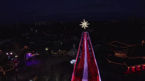 Nejkrásnější Vánoční Stromek Evropě Nachází Lotyšské Rize Restauraci Lido Krásná — Stock video