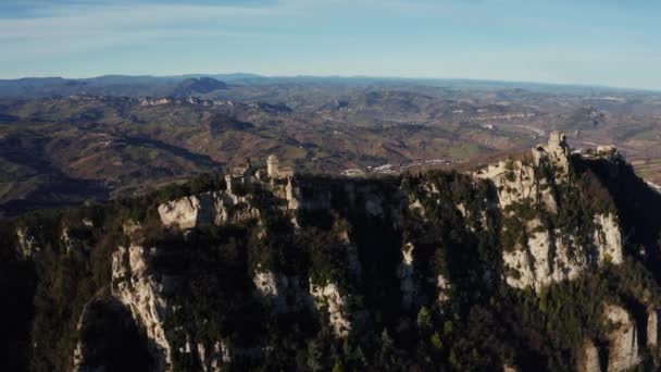 Veduta Aerea Del Monte Titano San Marino San Marino Durante — Video Stock