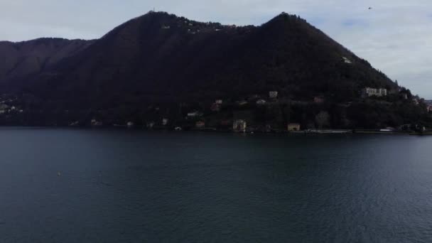 Aerial View Beautiful Como Lake Border Italy Switzerland Flying Beautiful — Stock Video