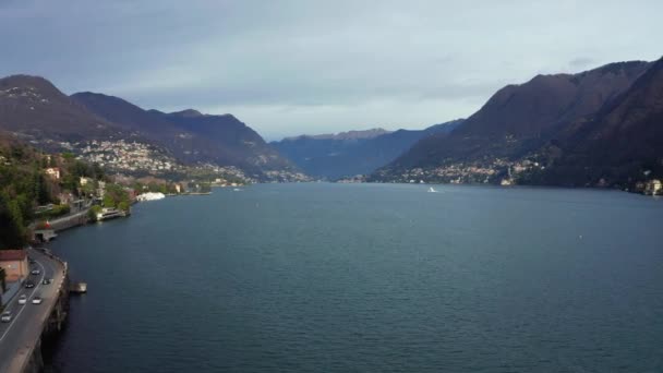 Vue Aérienne Magnifique Lac Côme Frontière Entre Italie Suisse Survoler — Video