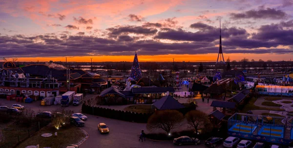 Riga Letónia Dezembro 2019 Belo Clima Natal Restaurante Lido Com — Fotografia de Stock