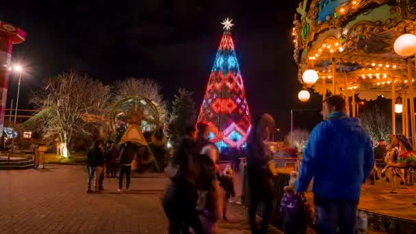Grootste Mooiste Kerstboom Van Europa Riga Letland Prachtige Avond Uitzicht — Stockvideo