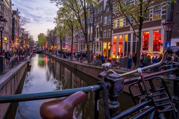 Amsterdam Nederländerna Juni 2019 Amsterdam City Skyline Sunset Timelapse Canal — Stockfoto