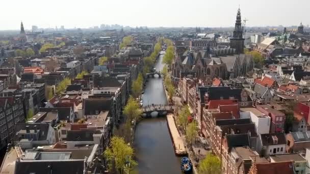 Luchtfoto Van Stad Amsterdam Van Boven Het Centrum Het Centrale — Stockvideo