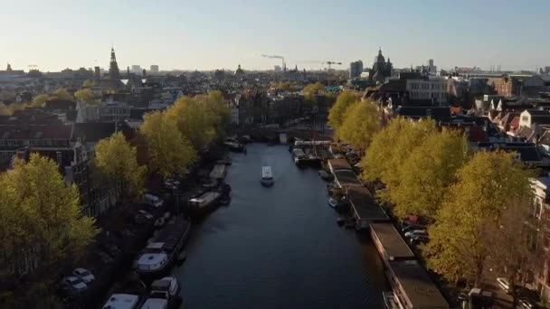 Amsterdam Paesi Bassi Veduta Drone Della Chiesa Westerkerk Stretto Canale — Video Stock