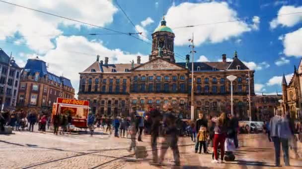 Beautiful Time Lapse View City Amsterdam Narrow Canals Boats Passing — Stockvideo