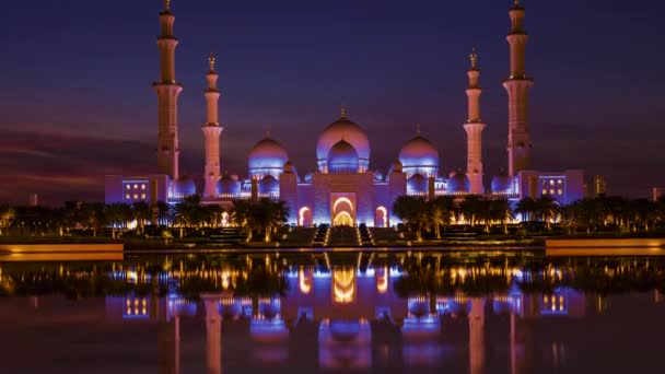 Tempo Lapso Vista Panorâmica Grande Mesquita Sheikh Zayed Abu Dhabi — Vídeo de Stock