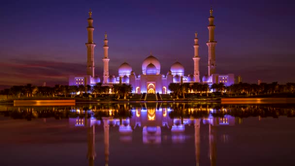 Tidsförskjutning Panoramautsikt Över Sheikh Zayed Grand Mosque Abu Dhabi Förenade — Stockvideo
