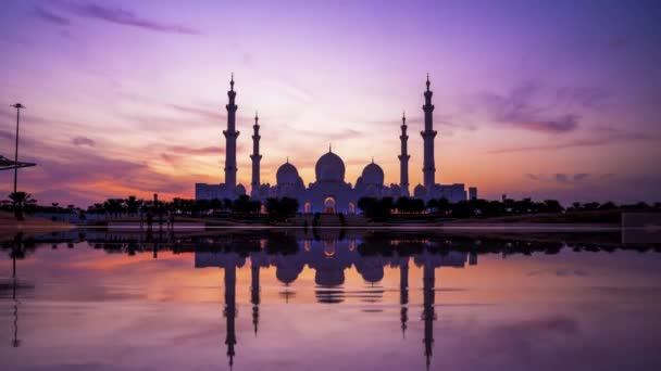 Tiempo Transcurre Con Vistas Panorámicas Gran Mezquita Sheikh Zayed Abu — Vídeo de stock