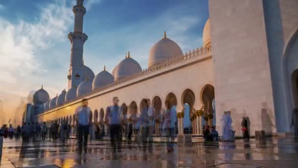 Tempo Lapso Vista Panorâmica Grande Mesquita Sheikh Zayed Abu Dhabi — Vídeo de Stock