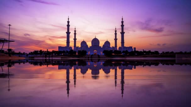 Tidsförskjutning Panoramautsikt Över Sheikh Zayed Grand Mosque Abu Dhabi Förenade — Stockvideo