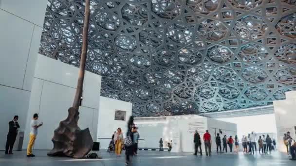 Time Lapse Vista Del Louvre Abu Dhabi Interior Design Che — Video Stock