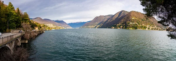 Lago Como Jezioro Como Widok Panoramiczny Gravedona Włoszech Piękny Widok — Zdjęcie stockowe