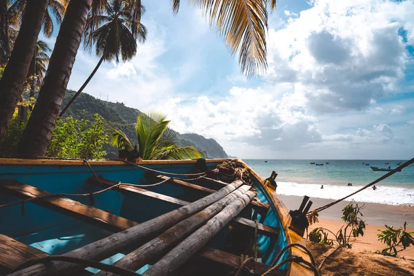 Bela Ilha Remota Tobago Praias Selvagens Vazias Palmeiras Tempo Ensolarado — Fotografia de Stock