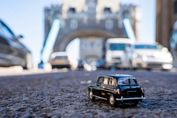 London May 2019 Traffic London Riding Traditional Black Cab Streets — Stock Photo, Image