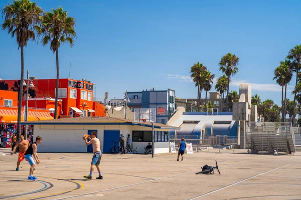 Beautiful Sport Facility Venice Beach Basketball Fields World Famous Muscle — Stock Photo, Image