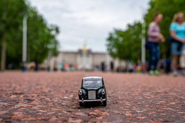 Juli 2019 London Großbritannien Schöner Londoner Verkehr Traditionelles Schwarzes Taxi — Stockfoto