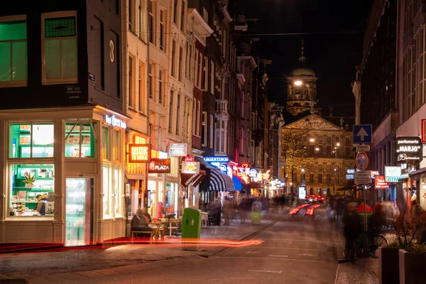 Amsterdam Paesi Bassi Maggio 2019 Vista Notturna Del Quartiere Luci — Foto Stock