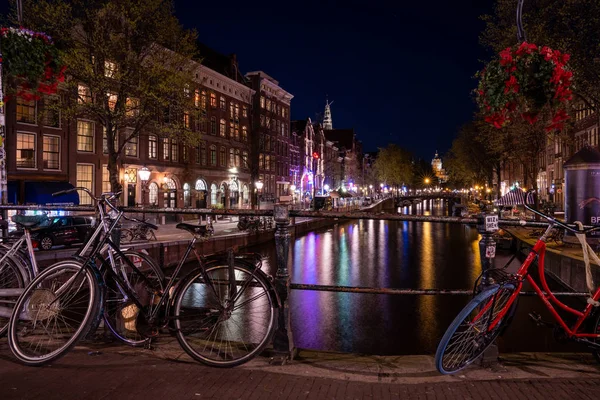 Amsterdam Pays Bas Mai 2019 Vue Nocturne Red Quartier Léger — Photo