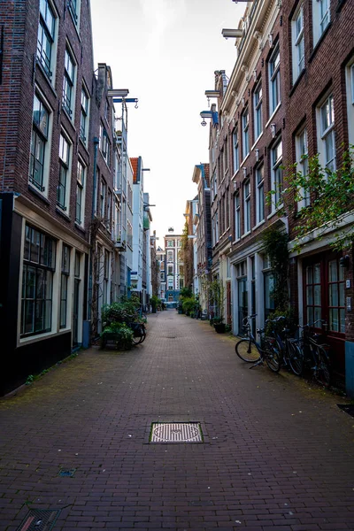 Vista Panorámica Del Verano Arquitectura Ámsterdam Ciudad Los Famosos Canales — Foto de Stock