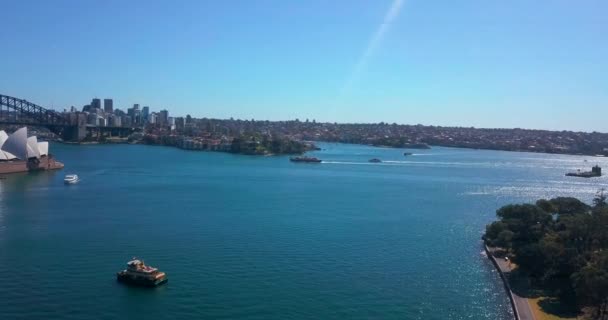 Városkép Sydney Ről Ausztráliáról Sydney Operaházával Harbour Bridge Del Sydney — Stock videók