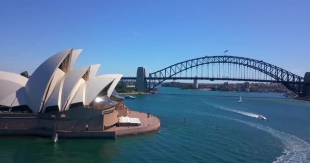 Cityscape Bild Sydney Australien Med Sydney Opera House Harbour Bridge — Stockvideo