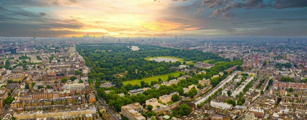Hermosa Vista Aérea Londres Desde Arriba Con Parque Hyde Vista — Foto de Stock