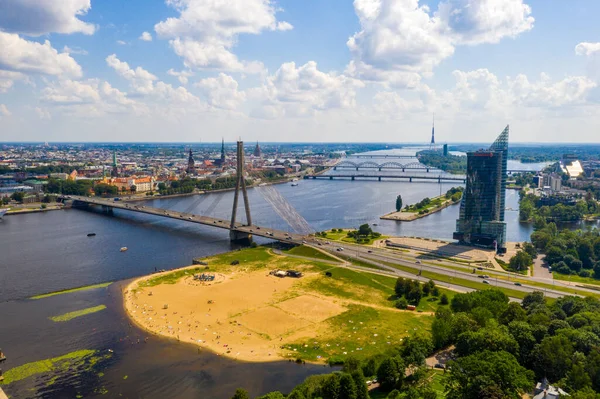 Veduta Aerea Bella Vista Panoramica Riga Lettonia — Foto Stock