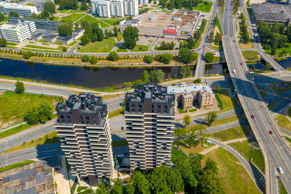 Красивый панорамный вид на Ригу, Латвия.