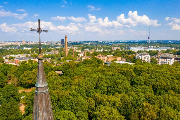 Classical Lutheran Cathedral Middle Park Beautiful View Riga City — Stock Photo, Image