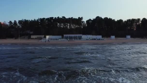 Restaurante Beach Lounge Situado Playa Junto Mar — Vídeo de stock