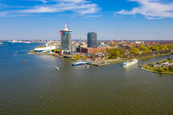 Amsterdam Niederlande Juni 2019 Luftaufnahme Der Amsterdamer Kanäle Mit Modernem — Stockfoto