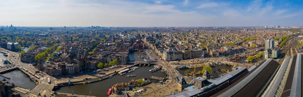 Vista Aerea Panoramica Amsterdam Durante Bella Giornata Estiva Paesi Bassi — Foto Stock
