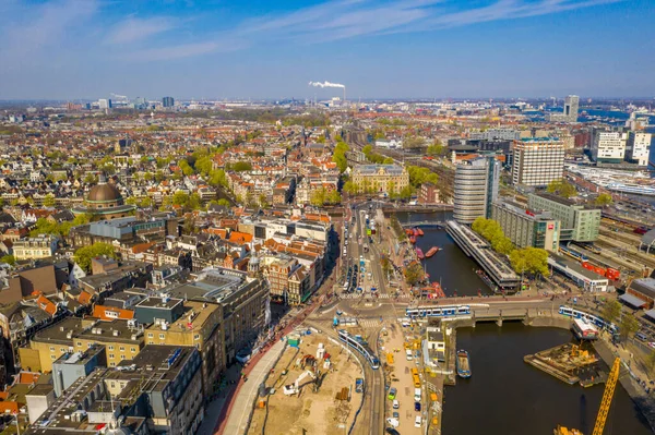 Vista Panorámica Ámsterdam Durante Hermoso Día Verano Los Países Bajos — Foto de Stock