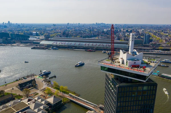 Amsterdam Nederländerna Juni 2019 Flygfoto Över Amsterdams Kanaler Med Modern — Stockfoto